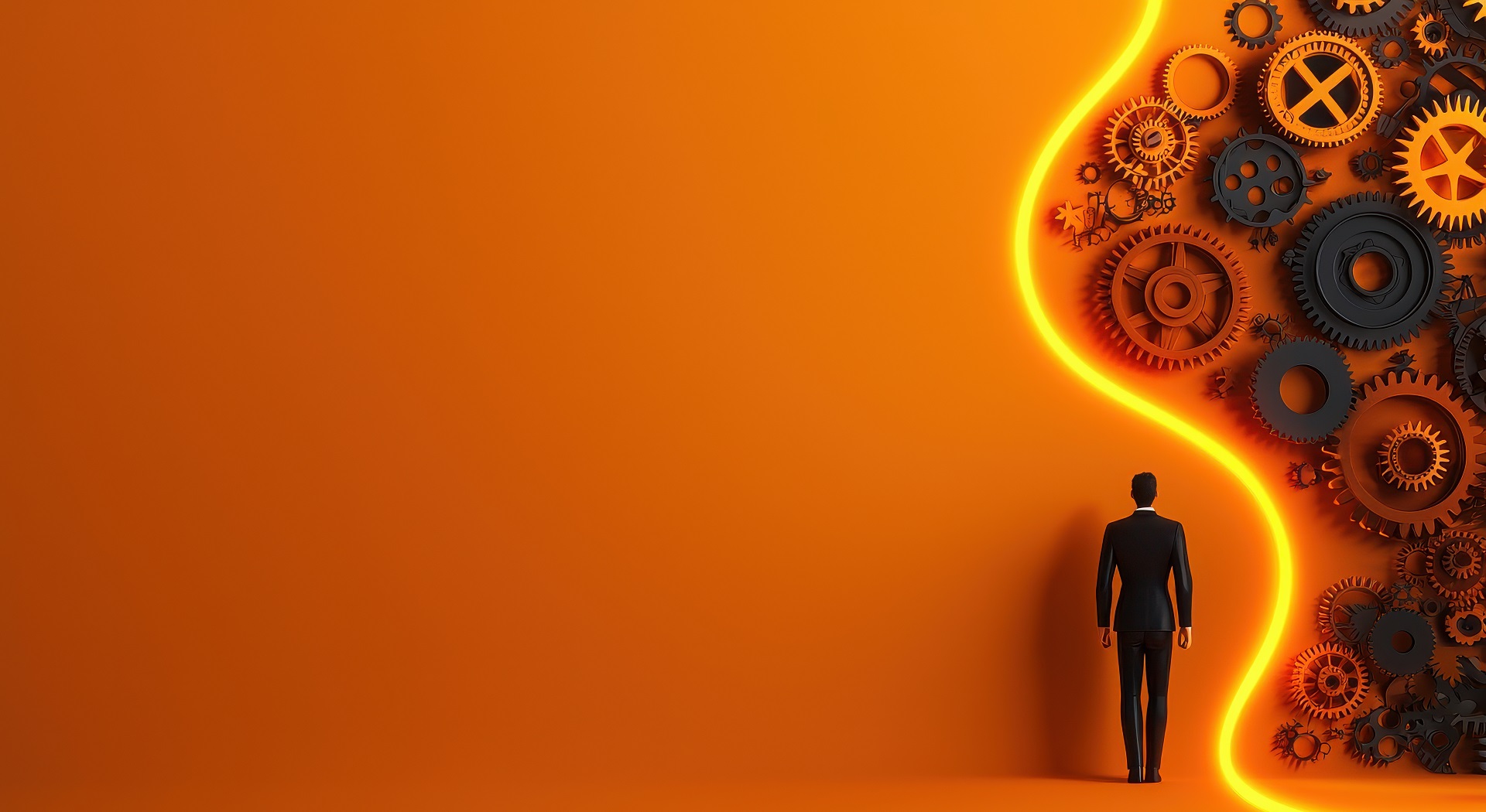 Abstract Gears and Mechanisms against Vibrant Background